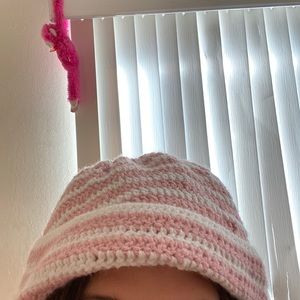 Pink handmade crochet fisher hat style